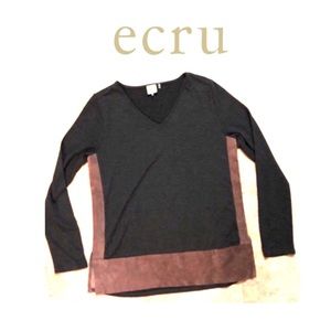 NWOT Ecru 100% Leather Accent Shirt